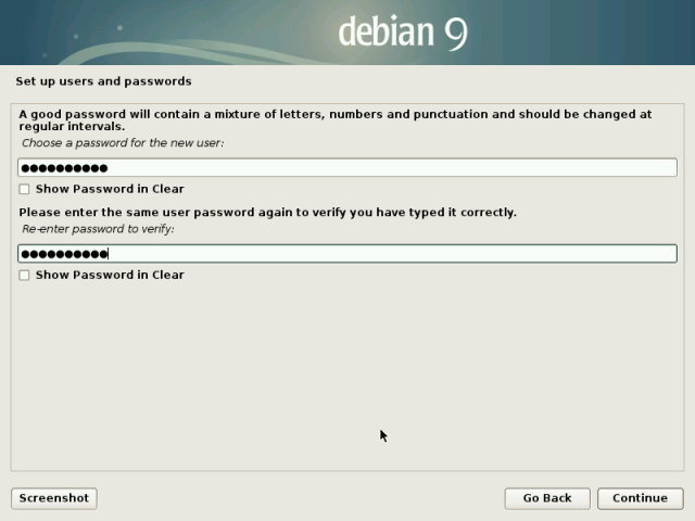 Ange Debian 9 Användarlösenord
