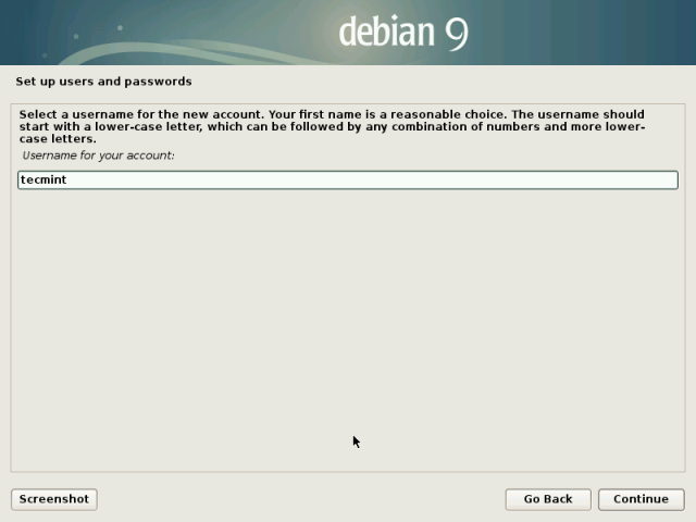  Ange Debian 9 Användarnamn