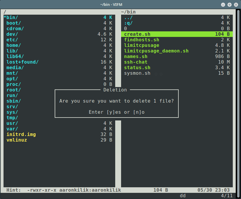 Vifm Delete a File