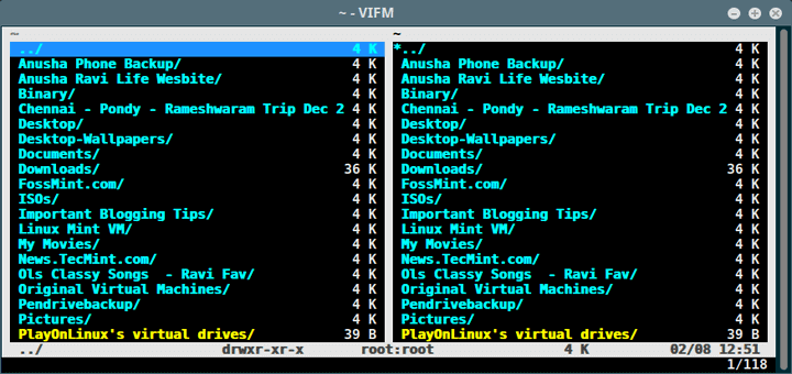 Vifm - Linux Commandline File Manager