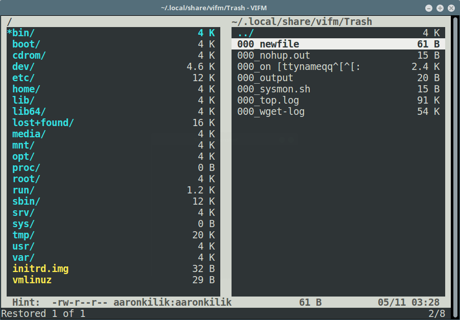 Vifm Restore a File