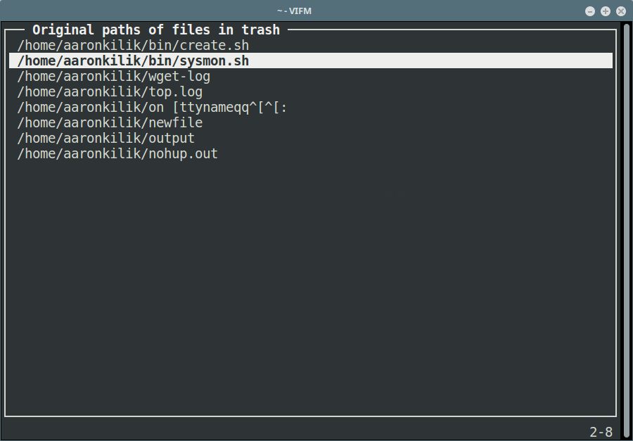Vifm Trash Window