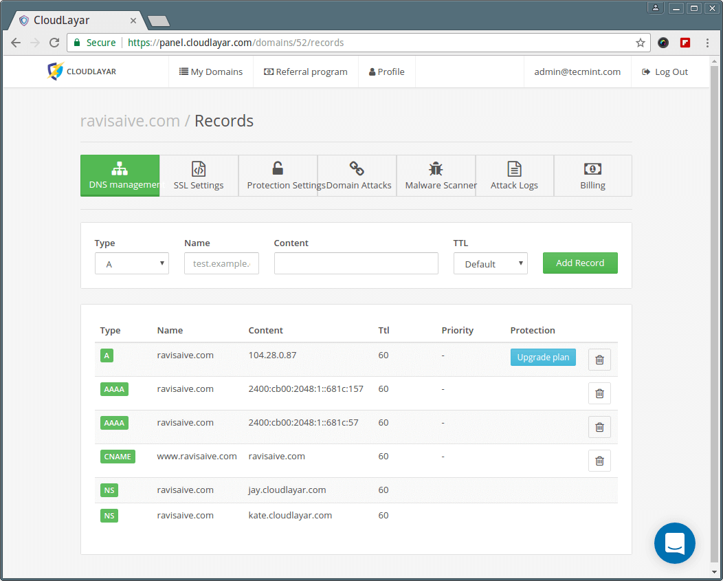 Website CloudLayar Dashboard