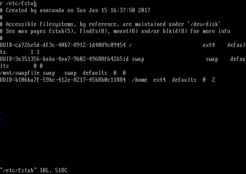 Linux /etc/fstab File