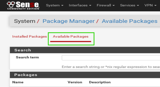 pfSense Available Packages