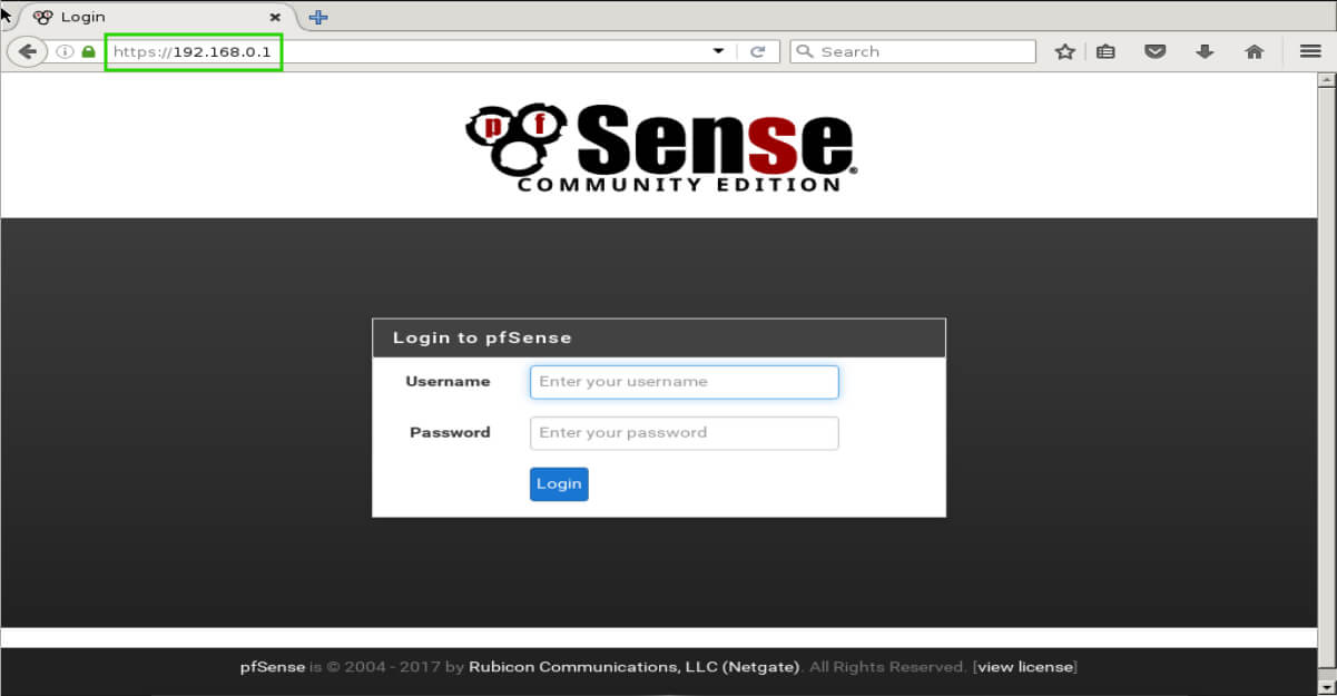 pfSense Login Interface