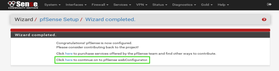 pfSense向导完成
