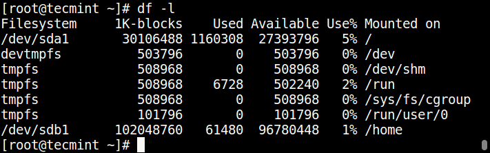 Check Filesystem Usage on Linux