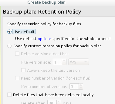 CloudBerry Backup Retention Policy