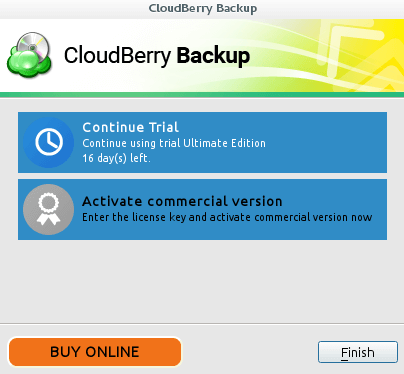 Testversion von CloudBerry Backup