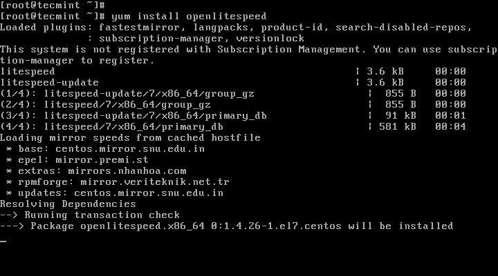 Install OpenLiteSpeed on CentOS-7