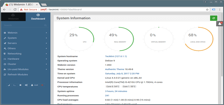 Install Webmin in Debian 9