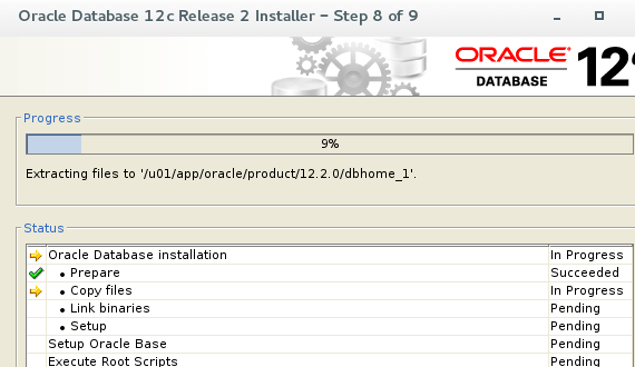 Oracle 12c Installation Progress