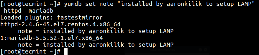 Set Note on Installed Packages