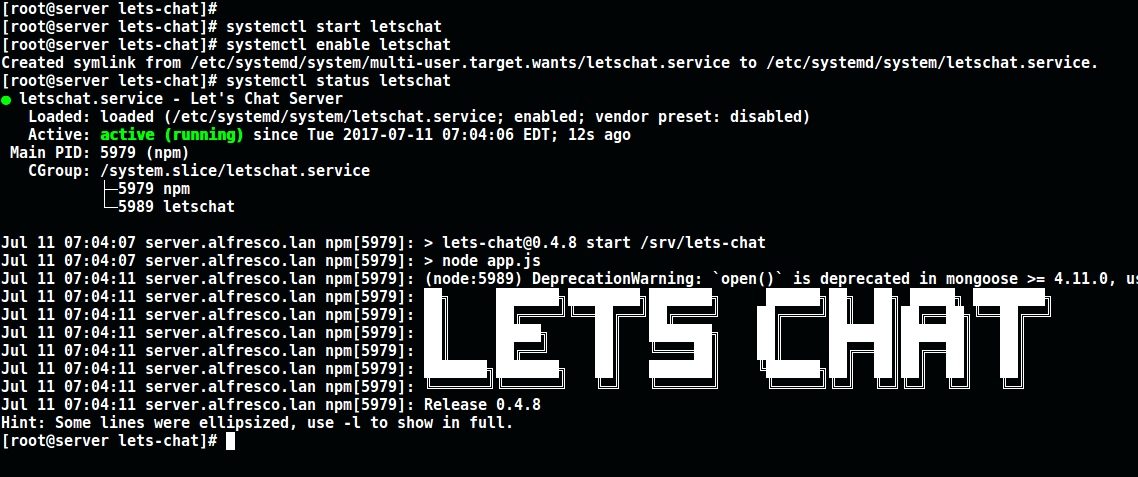 Systemctl start. Root any chat.