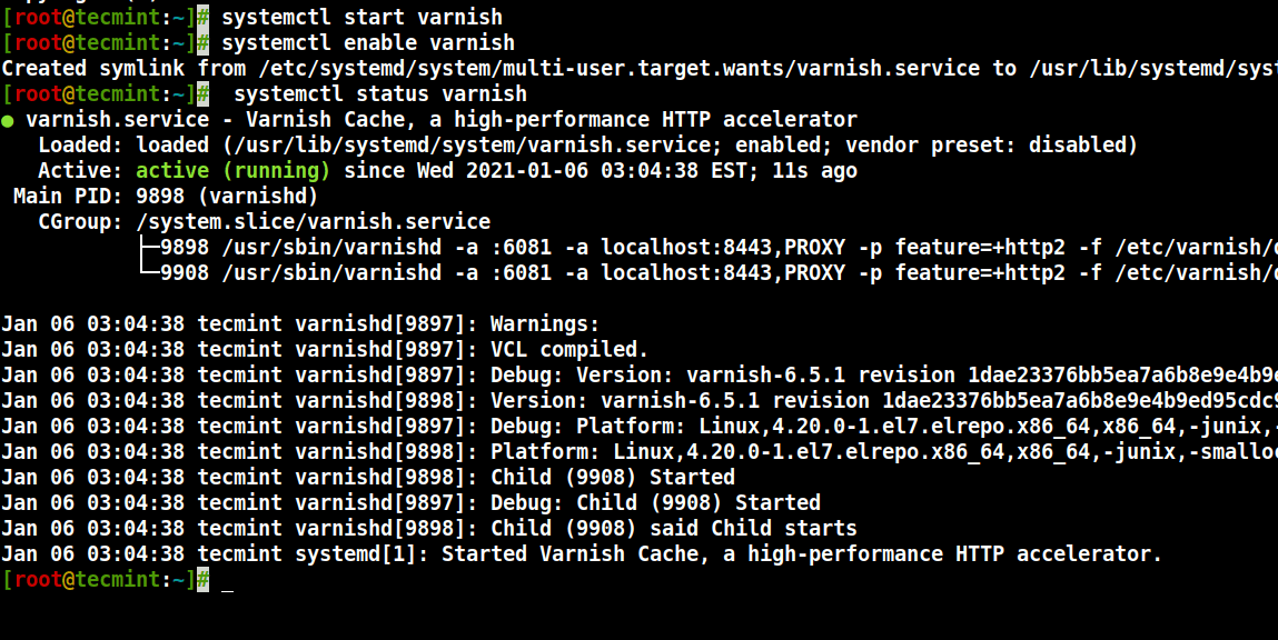 Start Varnish Cache