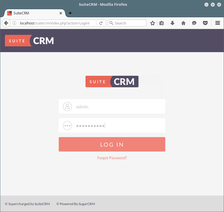 SuiteCRM Login Interface