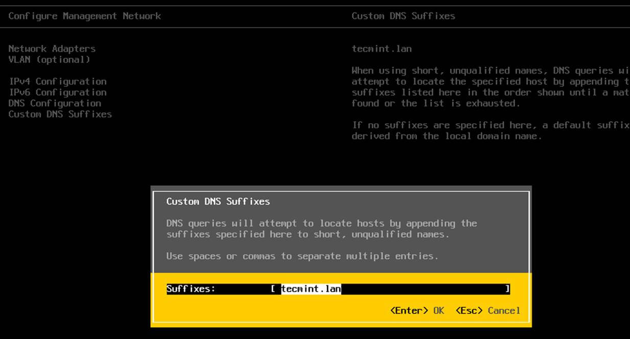 VMware ESXI Custom DNS Suffix