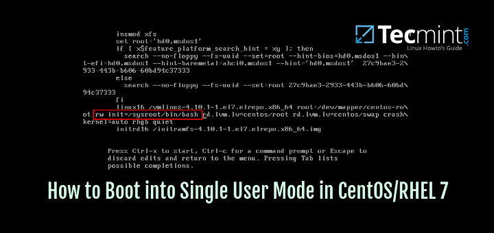 Boot Single User Mode in CentOS 7