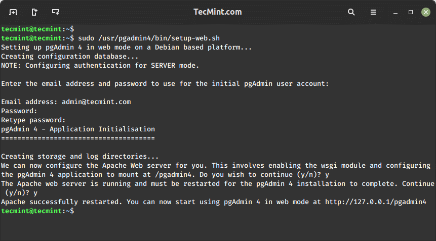 Configure Pgadmin for Web Mode