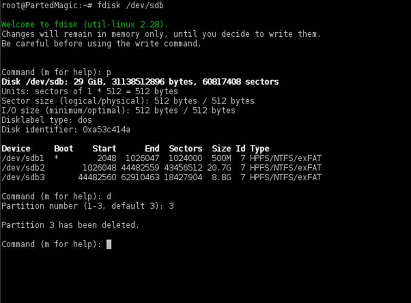 Delete Partition Table