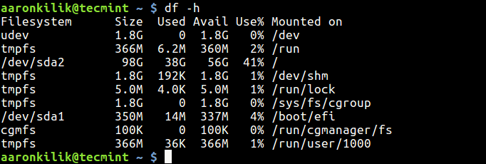 Disk Space in Human Readable Format