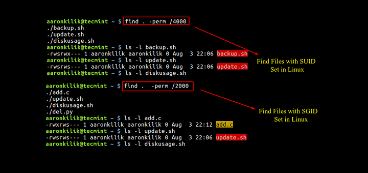 Find Files With SUID and SGID Set in Linux