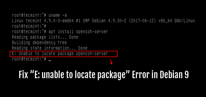 Fix Unable to Locate Package on Debian 9