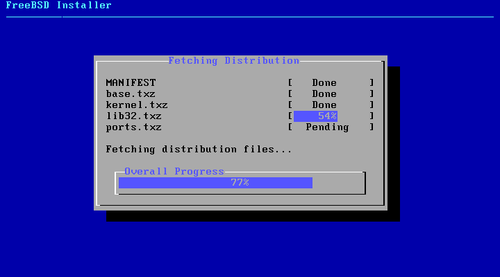  Progreso de la instalación de FreeBSD 