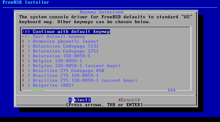  Disposición del teclado FreeBSD 