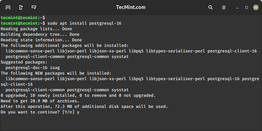 Install PostgreSQL on Debian