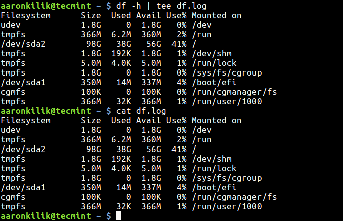 Linux Command Output to File