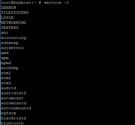  Lista de scripts de servicio FreeBSD 