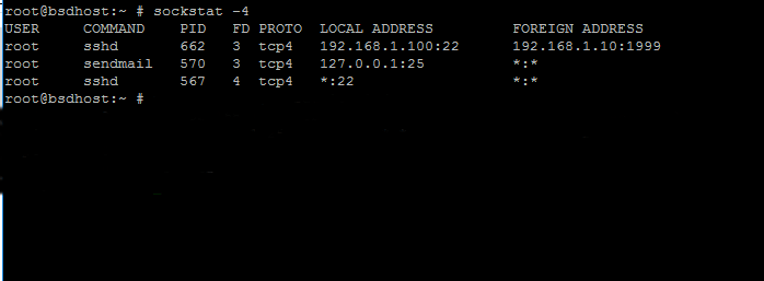 List Ipv4 Ports on FreeBSD