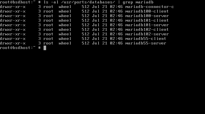 List MariaDB Versions on FreeBSD