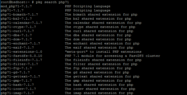  Lista de módulos PHP en FreeBSD 