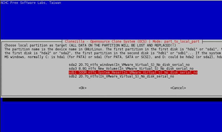 Select Local Target Partition