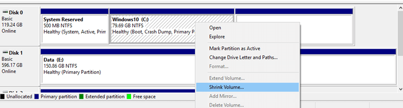 Shrink C Partition