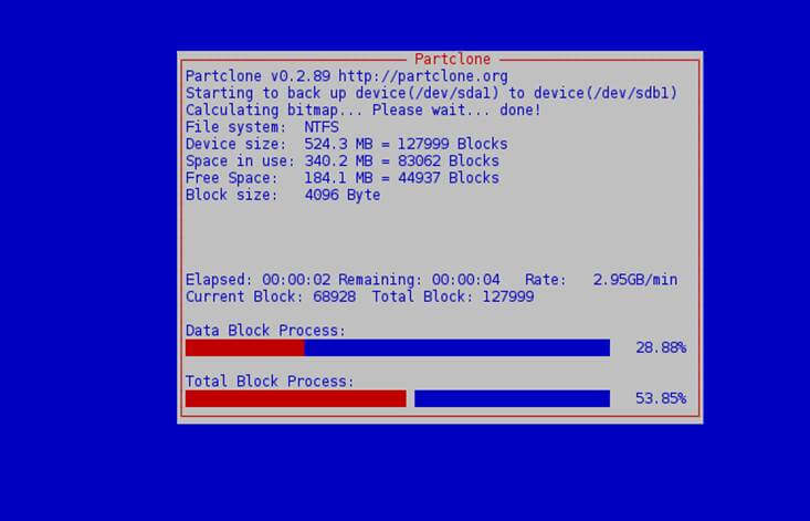 Start Cloning Partition