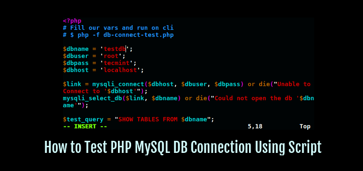 Test PHP MySQL Database Connection