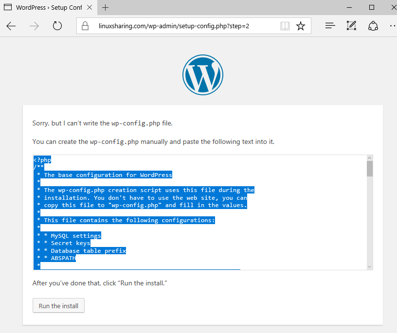 WordPress Configuration