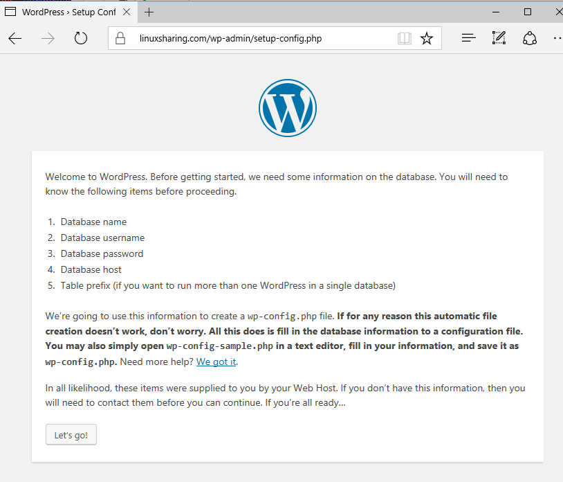 WordPress Installation Setup