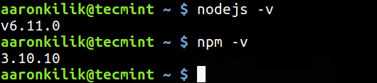  Comprobar nodo y Versión de NPM 