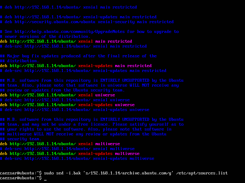 Change Ubuntu Network Sources