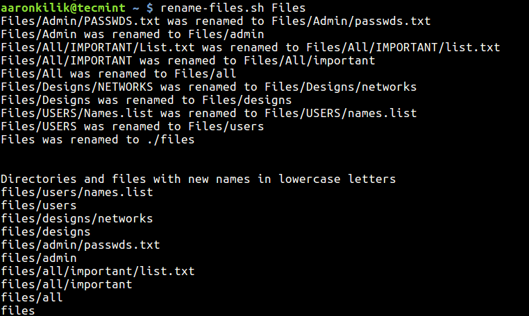 Lowercase File Names Using Script