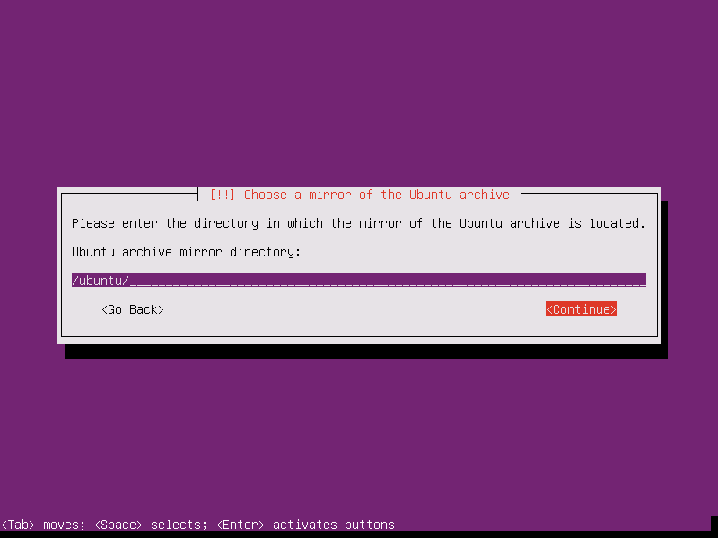 Select Ubuntu Mirror Archive Directory