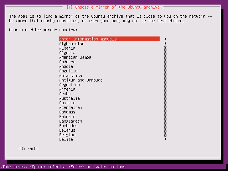 Select Ubuntu Mirror Archive