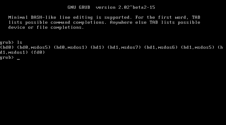 Ubuntu Grub Console