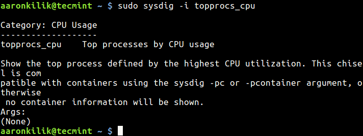 View Sysdig Chisel Info