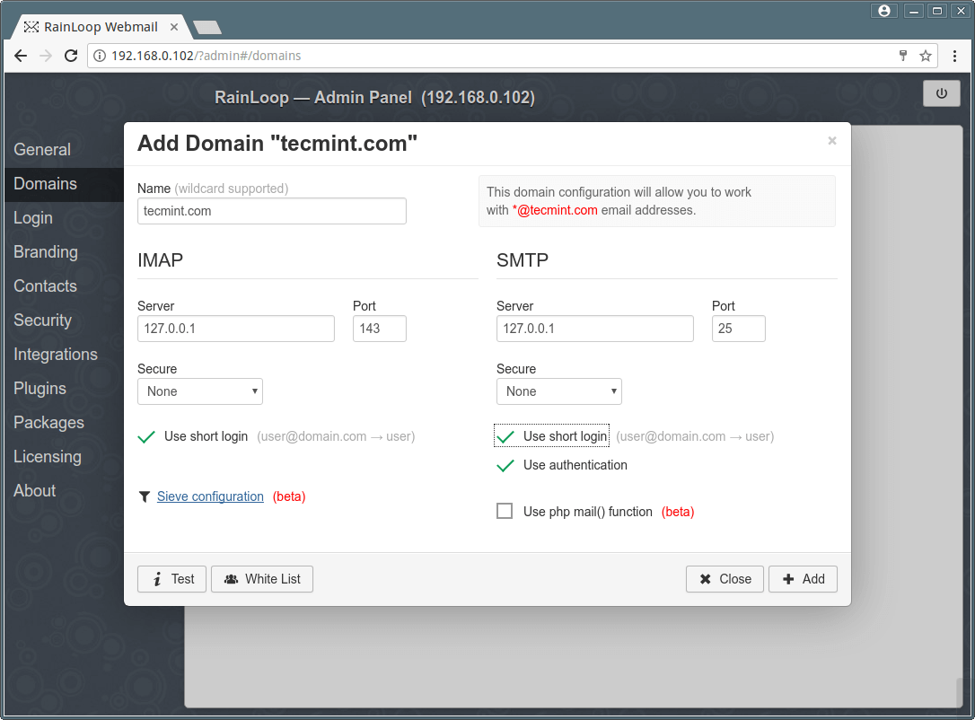 Add Domain in Webmail